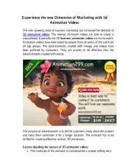 Experience the new Dimension of Marketing with 3d Animation Videos.pdf